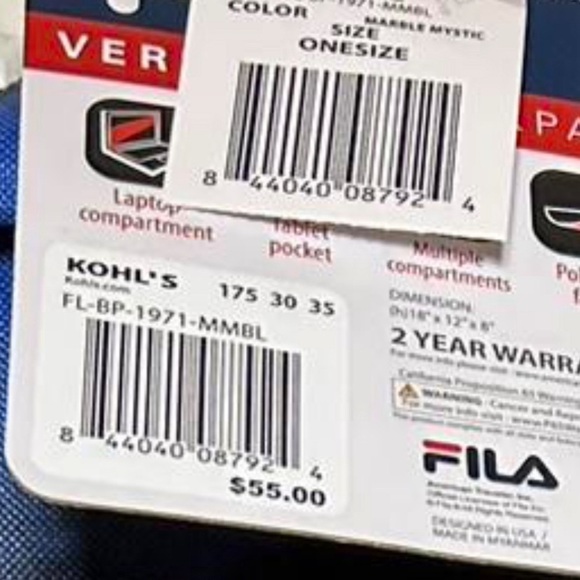 Vermont 2 Backpack Marble Mystic Purple Blue Women's Bag - Picture 16 of 16